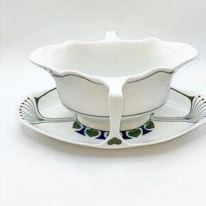 Ferdinand Selle Burgau Katharina Vintage 1900 Art Nouveau Curvy Shape Sauceboat